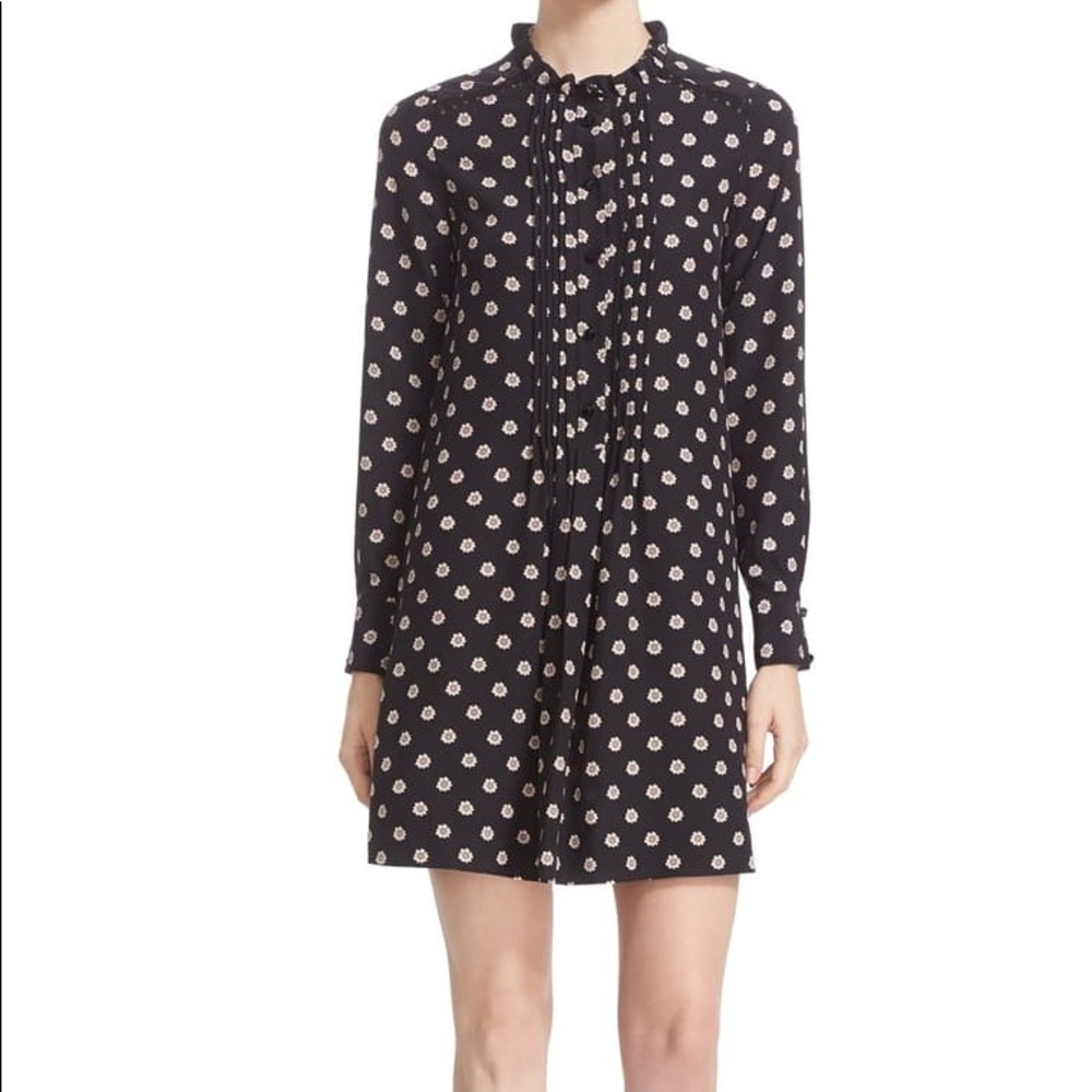 Kate spade 100% silk black floral short dress